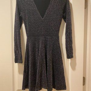 Aqua Sparkly Black Long-Sleeved Dress (XS)